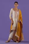Buy_LABEL RADINI_Ivory Chanderi Embroidery Round Neck Tilla Short Kurta Set _at_Aza_Fashions