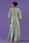 Shop_LABEL RADINI_Blue Chanderi Embroidery Round Neck Sharara Set _at_Aza_Fashions