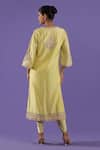 Shop_LABEL RADINI_Lavender Chanderi Pearls, Embroidery Round Neck Lemon Aari Dhoti Kurta Set _at_Aza_Fashions