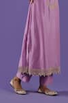 LABEL RADINI_Lilac Chanderi Embroidery Split V-neck Kurta Set _Online_at_Aza_Fashions