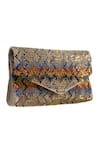 Buy_ETCETERA_Beige Crystals, Embroidery Jute Thread Clutch _at_Aza_Fashions