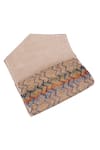 ETCETERA_Beige Crystals, Embroidery Jute Thread Clutch _at_Aza_Fashions