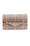 Buy_ETCETERA_Beige Crystals, Embroidery Jute Thread Clutch 