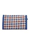 Shop_ETCETERA_Multi Color Mosaico Weave Vegan Leather Clutch _at_Aza_Fashions