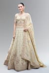 Buy_Samyukta Singhania_Cream Tissue Beads, Sequins, Zari, Pearls, Classic Embroidered Lehenga Set _at_Aza_Fashions