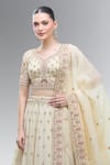 Buy_Samyukta Singhania_Cream Tissue Beads, Sequins, Zari, Pearls, Classic Embroidered Lehenga Set _Online_at_Aza_Fashions