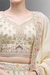 Samyukta Singhania_Cream Tissue Beads, Sequins, Zari, Pearls, Classic Embroidered Lehenga Set _at_Aza_Fashions