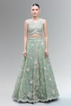 Samyukta Singhania_Green Tissue, Net Embroidery, Beads, Sequins, Zari, Stones, Pearls Lehenga Set _Online_at_Aza_Fashions