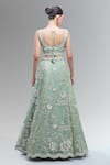 Shop_Samyukta Singhania_Green Tissue, Net Embroidery, Beads, Sequins, Zari, Stones, Pearls Lehenga Set _at_Aza_Fashions