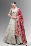 Buy_Samyukta Singhania_Cream Tissue Beads, Sequins, Zari, Classic Lehenga Set With Pink Dupatta _at_Aza_Fashions