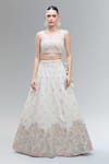 Samyukta Singhania_Cream Polyester, Georgette Embroidery, Beads, Sequins, Classic Lehenga Set _Online_at_Aza_Fashions