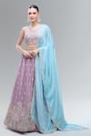 Buy_Samyukta Singhania_Lavender Polyester, Georgette Embroidery, Beads, Sequins, Classic Lehenga Set_at_Aza_Fashions