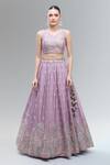 Buy_Samyukta Singhania_Lavender Polyester, Georgette Embroidery, Beads, Sequins, Classic Lehenga Set_Online_at_Aza_Fashions