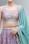 Shop_Samyukta Singhania_Lavender Satin, Polyester, Chiffon Beads, Sequins, Zari, Embroidery Lehenga Set _Online_at_Aza_Fashions