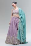 Buy_Samyukta Singhania_Lavender Satin, Polyester, Chiffon Beads, Sequins, Zari, Embroidery Lehenga Set _at_Aza_Fashions