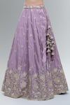 Samyukta Singhania_Lavender Satin, Polyester, Chiffon Beads, Sequins, Zari, Embroidery Lehenga Set _at_Aza_Fashions