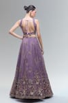Shop_Samyukta Singhania_Purple Tissue, Net Embroidery, Beads, Sequins, Zari, Stones V-neck Lehenga Set _at_Aza_Fashions
