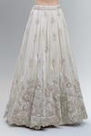 Samyukta Singhania_Cream Tissue, Viscose, Rayon Beads, Classic Lehenga Set With Orange Dupatta _Online_at_Aza_Fashions
