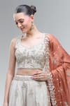 Shop_Samyukta Singhania_Cream Tissue, Viscose, Rayon Beads, Classic Lehenga Set With Orange Dupatta _Online_at_Aza_Fashions