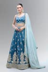 Buy_Samyukta Singhania_Blue Tissue Beads, Sequins, Zari, Pearls, Stones Classic Lehenga Set _at_Aza_Fashions