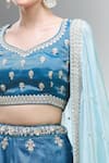 Samyukta Singhania_Blue Tissue Beads, Sequins, Zari, Pearls, Stones Classic Lehenga Set _at_Aza_Fashions