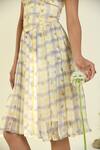 Buy_BAISE GABA_Beige Chiffon V-neck Cloudwalk Fit And Flare Dress 