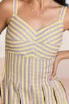 Shop_Baise Gaba_Multi Color Cotton V-neck Sunbloom Striped Maxi Dress _Online_at_Aza_Fashions