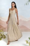 Baise Gaba_Multi Color Cotton V-neck Sunbloom Striped Maxi Dress _at_Aza_Fashions