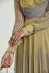Baise Gaba_Yellow Chiffon V-neck Sunbeam Striped Maxi Dress_Online_at_Aza_Fashions