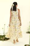 Shop_Baise Gaba_Beige Chiffon Round Neck Floral Print Fit And Flare Maxi Dress _at_Aza_Fashions