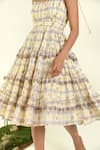 Buy_Baise Gaba_Beige Chiffon Tassels Square Neck Willow Midi Dress 