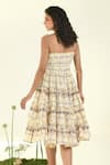 Shop_Baise Gaba_Beige Chiffon Tassels Square Neck Willow Midi Dress _at_Aza_Fashions