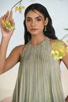Baise Gaba_Green Chiffon Embroidery Halter Neck Wingsong Gharara Set _at_Aza_Fashions