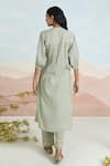 Shop_Baise Gaba_Green Cotton Embroidery Round Neck Fiora Kurta Set _at_Aza_Fashions