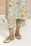 BAISE GABA_Green Chiffon Embroidery V-neck Floral Tendril Kurta Set _Online_at_Aza_Fashions