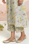 BAISE GABA_Green Chiffon Embroidery V-neck Floral Tendril Kurta Set _at_Aza_Fashions