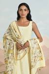 Buy_Baise Gaba_Beige Square Neck Mariglow Kurta Set _Online_at_Aza_Fashions