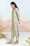 BAISE GABA_Green Cotton Embroidery Round Neck Floret Printed Kurta Set _Online_at_Aza_Fashions