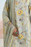 BAISE GABA_Green Cotton Embroidery Round Neck Floret Printed Kurta Set _Online