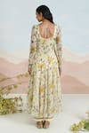 Shop_BAISE GABA_Beige Chiffon, Cotton Embroidery Floral Print Anarkali Set _at_Aza_Fashions