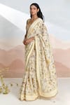 Buy_BAISE GABA_Beige Bloomline Saree With Unstitched Blouse Fabric _at_Aza_Fashions