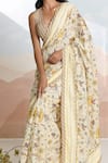 BAISE GABA_Beige Bloomline Saree With Unstitched Blouse Fabric _at_Aza_Fashions