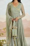 Shop_Baise Gaba_Green Tassels Jasmera Chiffon Potli _at_Aza_Fashions