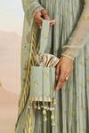Buy_Baise Gaba_Green Tassels Jasmera Chiffon Potli _at_Aza_Fashions