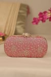 Buy_AMYRA_Pink Embroidery Tarang Cutwork Capsule Clutch _Online_at_Aza_Fashions