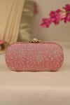Shop_AMYRA_Pink Embroidery Tarang Cutwork Capsule Clutch _at_Aza_Fashions