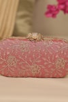 Buy_AMYRA_Pink Embroidery Tarang Cutwork Capsule Clutch 