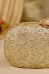 Buy_AMYRA_Gold Cut Work Tarang Capsule Clutch _Online_at_Aza_Fashions