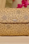 AMYRA_Gold Embroidery Tarang Flapover Clutch Bag _Online_at_Aza_Fashions
