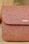 AMYRA_Pink Embroidery Tarang Flapover Clutch - _Online_at_Aza_Fashions